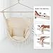 Hammock Chair Hanging Rope Swing,2 Cushions Included,Max 500 Lbs,Sturdy & Safe Steel Spreader Bar with Anti-Slip Ring,Large Hanging Chair with Pocket for Indoor/Outdoor, Bedroom, Porch, Patio