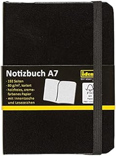 IDENA 209283 Notebook DIN A7 192 Pages 80 g/m², Squared, Black