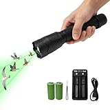 FXNFXLA Handheld Bird Chaser Laser Deterrent, Rechargeable Green Laser Bird Control Device with Flashlight Function, 6 Laser Modes, IP65 Waterproof, Outdoor Bird Scare for Chaser, Pigeons, Sparrows