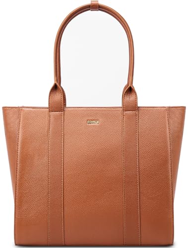 Bolso Tote de cuero para mujer, piel genuina, estructurado, 15.6"