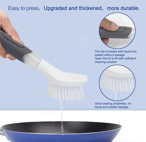 Image of CELOX Dish Brush with Soap Dispenser, Scrub Brush for Kitchen Cleaning for Dishes, Pans, Sink, Pots