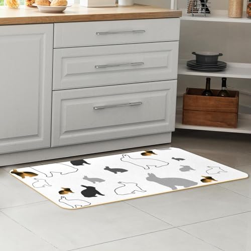 Alfombras de cocina antideslizantes con diseño lavable de conejito 7