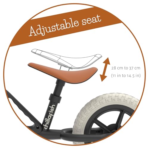 Chillafish Charlie Lightweight Toddler Balance Bike, Balance Trainer for Children 18-48 Months, Learn to Ride with 10-Inch No-Puncture Tires, Adjustable Seat and Carry Handle, Black