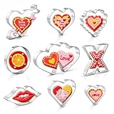 Heart Cookie Cutter Set, Valentine’s Day Cookie Cutters 9 Pieces, Stainless Steel Metal Heart Shapes Cookie Cutters Molds for Valentine Anniversary