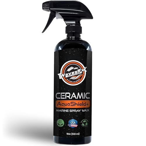 WavesRx High-Performance Ceramic Spray Coating for Boats & Jet Skis (AquaShield+) | Marine Grade SiO2 Sealant Protects from Salt Contaminants & UV Damage | Fast Wax Silicon Dioxide Hydrophobic Polish