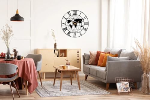 Image of Stylish Metal Analog Wall Clock for Living Room, Bedroom, Office, Kitchen, Home and Hall | Antique Fancy Big Size Modern Wall Watch for Home Decor (DA-3, 50CM)