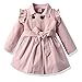 Yassiglia Cappotto Bambina Elegante Trench e Cintura per Ragazze Giacca con Colletto Abbottonato a Maniche Lunghe in Tinta Unita Rosa 1-6 Anni (Rosa, 1-2 Anni)