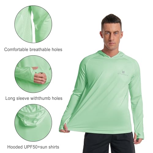 Men's Sun Protection Hoodie UPF 50+ Fishing Long Sleeve Rash Guard Shirt SPF UV Protection T-Shirt Lightweight4