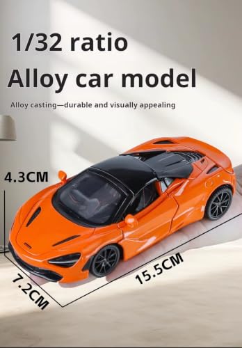 Image of 1:32 Scale McLaren 720s Convertible Alloy Pickup Car Toy Metal Pull Back Diecast Car with Openable Door and Sound Light, Gifts Toys for Kids【White】