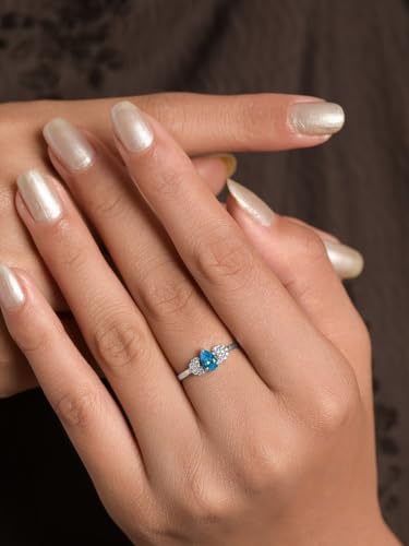Image of Clara 925 Sterling Silver Blue Zirconia Adjustable Ring for Women | Platinum-Plated | Gift for Girl Wife Girlfriend for Anniversary & Birthday | Minimal Daily Wear