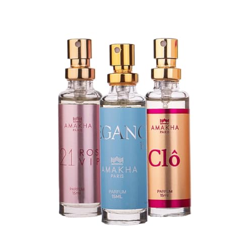 Kit Com 3 Perfumes De Bolso 15ml: 521 Vip Rosé + Elegance Blue + Clô