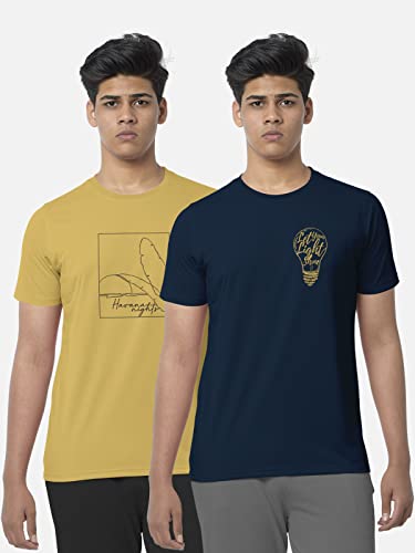 Image of BULLMER Black Trendy Typographic Printed Round Neck Half Sleeve Tshirt for Men