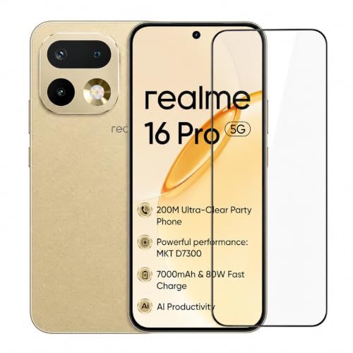 Image of Military-Grade Tempered Glass Screen Protector Compatible for Realme 16 Pro 5G with Edge to Edge Coverage and Easy Self Installation Kit (realme 16 Pro 5G)