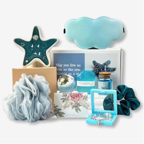 Beach Gifts For Women Thank You Gift Basket With Beach Bracelets Teacher Appreciation Gifts Set, Self Care Gifts For Womens Blue