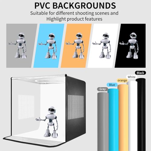 Pro 24"x24" Photo Studio Light Box 3-Side Light Panel/3-Temp/Dimmable 10%-100%/CRI95+ with 5 PVC Backdrops Portable Softbox for Jewelry, 336 True-Color LEDs Product Photography