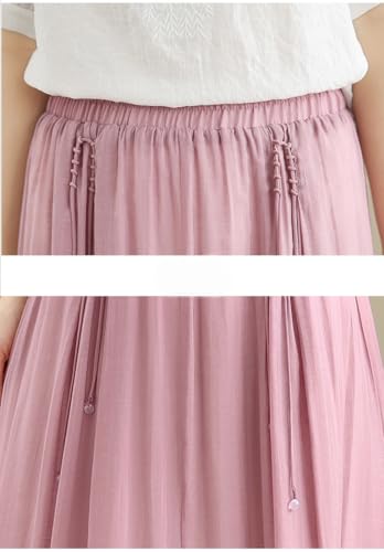Women's Casual A-Line Big Swing Maxi Skirt Elastic High Waist Pleated Hem Flowy Long Skirts for Summer Beach Vacation 5