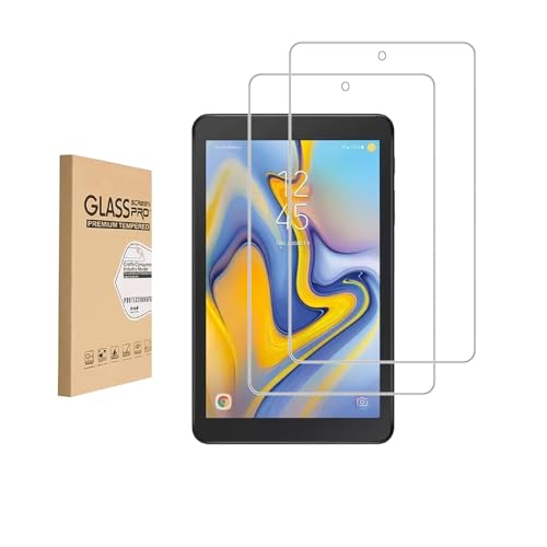 Shunwige [Paquete de 2] Protector de pantalla de cristal templado diseñado para Tab A 8.0 4G LTE SM-T387, película templada de alta definición, dureza 9H, anti-arañazos.