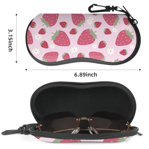 Image of Sunglasses Soft Case, Cute Ultra Light Portable Neoprene Zipper Eyeglass Glasses Case with Belt Clip for Men Women