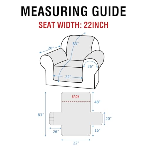 BellaHills Armchair Covers 100% Waterproof Sofa Cover Non-Slip Sofa Slipcovers Couch Covers Washable with Elastic Strap Sofa Protectors from Pets Seat Width 22"(1 Seater - Image 2
