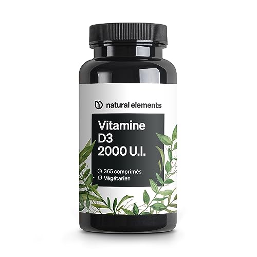 Vitamine D3 2000 U.I. – 365 comprimés – pour les os et le système immunitaire – Vitamine D – hautement dosé, sans additifs inutiles – produit et contrôlé en laboratoire en Allemagne