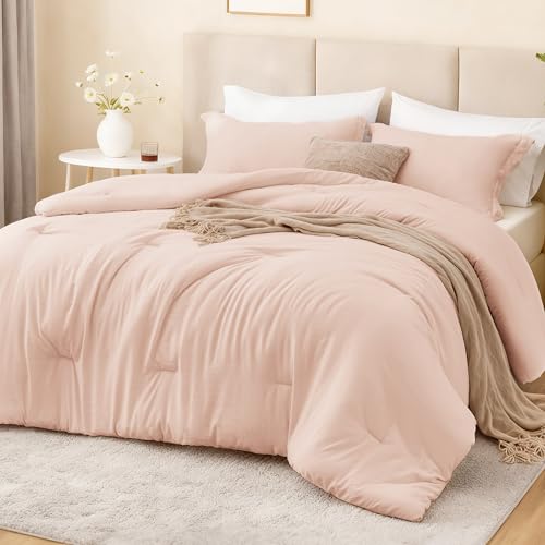 Loves cabin Pink Twin/Twin XL Comforter Set 2-Piece Prewashed Bed Set with 1 Comforter (66 x 90 in) & 1 Pillowcase Lightweight & Breathable for All Seasons