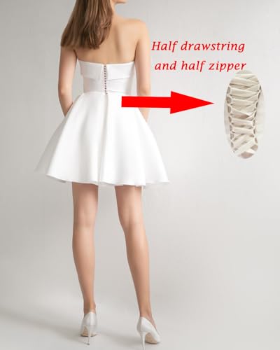 Satin Homecoming Dresses 2024 with Pockets Strapless Short Prom Dress A-Line Cocktail Dress for Women2