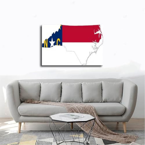 Drapeau de la Caroline du Nord impression sur toile avec cadre à suspendre 50x75 cm