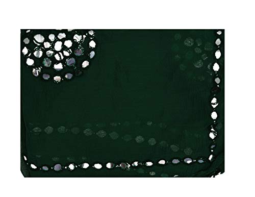 Image of YOUTHQUAKE Plastic Mirror Work Embroidered Chiffon Dupatta for Women & Girls