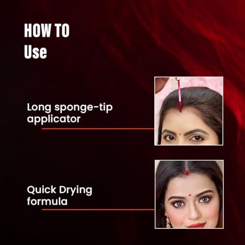 Image of COLORESSENCE Liquid Sindoor, Red, 3ml | Quick Dry | Long Lasting | Waterproof | Sponge Tip Applicator | Highly Pigmented | Easy Application