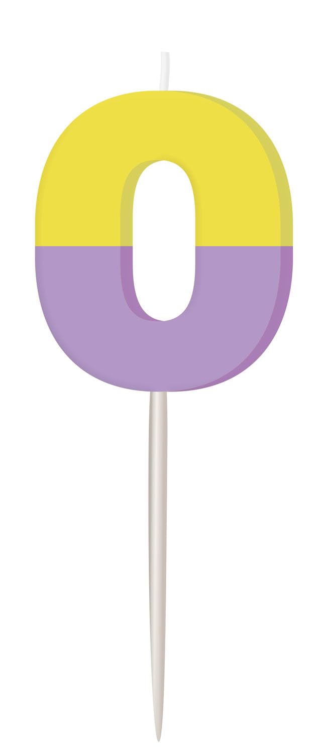 Folat 27789 Birthday and Party Decoration Colourful - Candle - Stripetastic - Number 0 - Party Accessories for Children and Adults