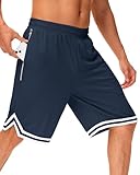 JWM Men's 11" Long Basketball Shorts - Below Knee Mesh Athletic Gym Workout Sport with Zip Pockets Quick Dry Lightweight Navy