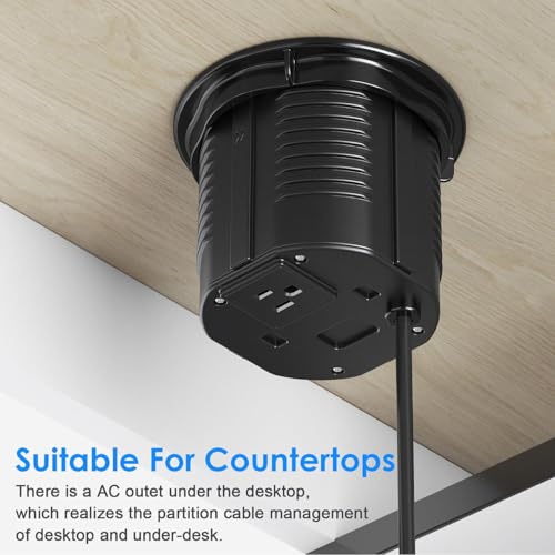 Image of Audiovan Vertical Pop Up socket Pneumatic Countertop 3 Power+ 1HDMI 1LAN RJ45 1USB A+C charge 18 watt 15 Wt Fast Wireless charge Kitchen Counter Conference Box VMP-28
