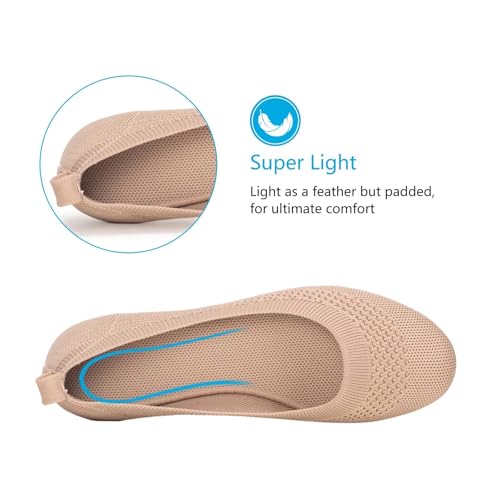 Image of Frank Mully Women's Ballet Flat Shoes Knit Dress Shoes Round Toe Slip On Ballerina Flats for Woman Low Wedge Comfort Soft