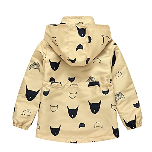 Kids Boys Detachable Hooded Rain Jacket Zip Print Windproof Outerwear Fall Warm 𝗪aterproof Coat with Pocket2