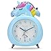 Miotlsy Unicorno Sveglia, Sveglia Doppia Campana Sveglia Metallo Forte Allarme,Sveglia Classica da Comodino,Blu