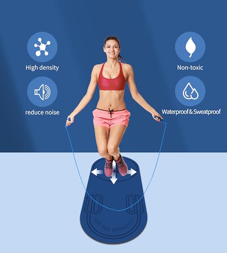 Image of Non-Slip Jump Rope Mat Shock Absorption Rope Skipping Mat for Adults & Children Home Indoor Workout Exercise Mat in Blue
