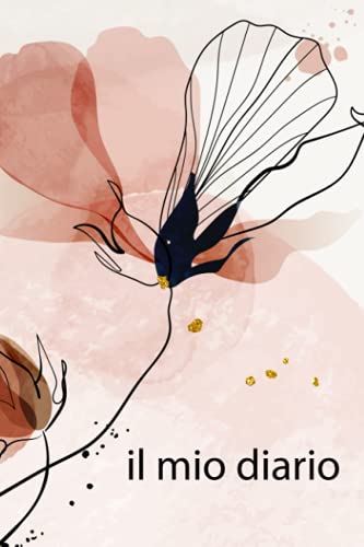 Dot-Grid Lined Combination Journal: Pocket Size Dusty Rose Flower Watercolor Cover - 6" x 9" – 121 Pages – Italian / Italiano