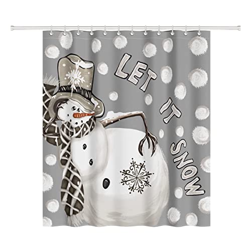 Avoin Colorlife Snowman Polka Dot Let Tt Snow Shower Curtain, 72 X 72 Inch Winter Holiday Party Decorative Waterproof Bath Curtain Set With 12 Hooks #TOP6