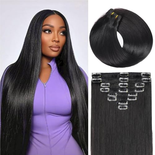 Nuzusa Clip in Hair Extensions Real Human Hair,100% Seamless Remy