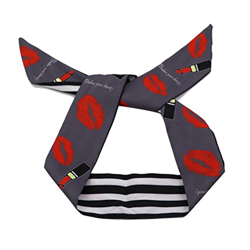 Zoestar Diademas bohemias con estampado de flores, turbante de alambre ajustable, para la cabeza, orejas de conejo, bufandas, para el cabello para mujeres y niñas, 1 unidad (gris)