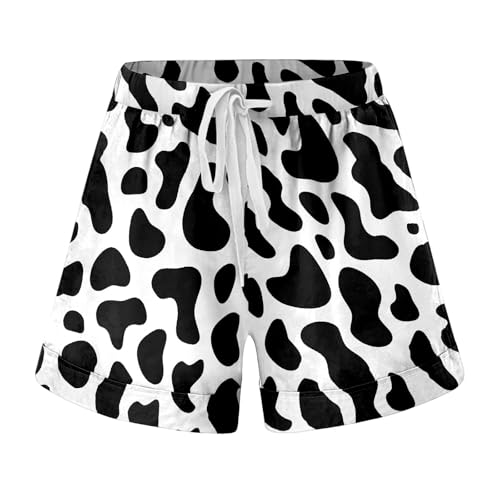Generisch Pantalones cortos casuales de moda 2026 con estampado integral, cintura elástica, material suave y transpirable., Negro , S