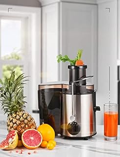 Juicer Machines, FOHERE Juicer Whole Fruit and Vegetables with 3-Speed Setting, Upgraded Version Max Power 800W Motor Quick Juicing, Cleaning Brush and Juicing Recipe Included