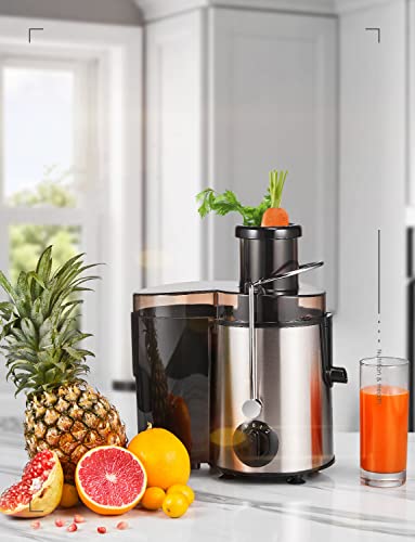 Juicer Machines, FOHERE Juicer Whole Fruit and Vegetables with 3-Speed Setting, Upgraded Version Max Power 800W Motor Quick Juicing, Cleaning Brush and Juicing Recipe Included - Image 5