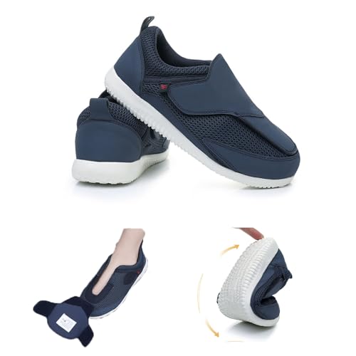 Diabetic Shoes for Women Extra Wide Adjustable Walking，Slip-on Shoes for Swollen Feet for Elderly Soft Reduce Pain Caused by Friction Blue (8)