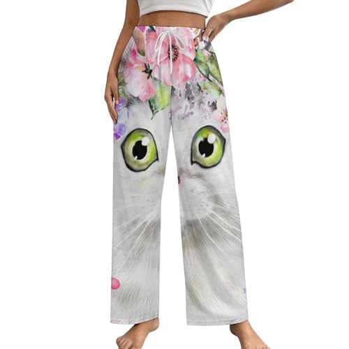 Bas de pyjama chat persan pour femme : vêtement de nuit cocooning