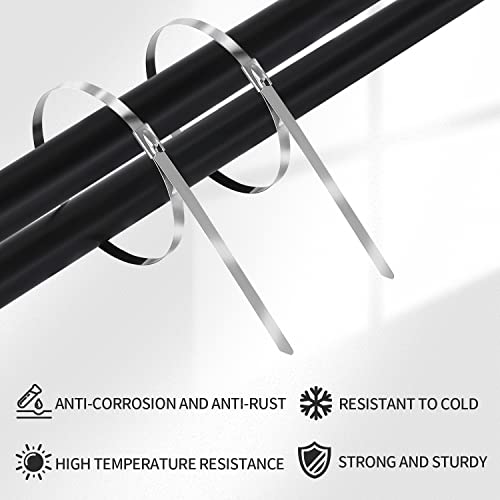 Image of Metal Cable Zip Ties Heavy Duty 7.8 Inch, Premium Stainless Steel Multi-purpose Self-locking Cable Ties Suitable in machinery, vehicles, farms, pipes, roofs,cables, Outdoor binding, 50 Pcs