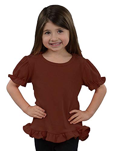 Image of Monag Kids Toddler Girls Short Sleeve Ruffle Tshirt, Blank Girls Ruffle Top, Solid Ruffle Shirts