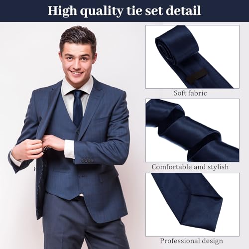 Image of Syhood 6 /12 /24 Pcs Men Ties Set Solid Satin Pure Color Business Formal Necktie Tie 57 inch for Men Occasion Wedding