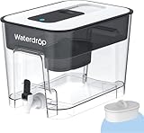 Waterdrop 200-Gallon Long-Life 40-Cup Large Water Filter Dispenser with 1 Filter, Healthy Gift for Home and Office, 5X Times Lifetime, Reduces Chlorine, PFOA/PFOS and More, BPA Free, Black