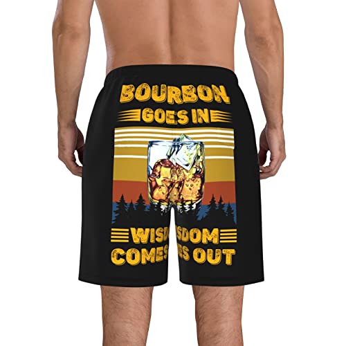 Whiskey Goes in Wisdom Comes Out Men's Shorts Beach Swim Trunks Quick Dry Athletic Shorts Adjustable M/L/XL/XXL/XXL3